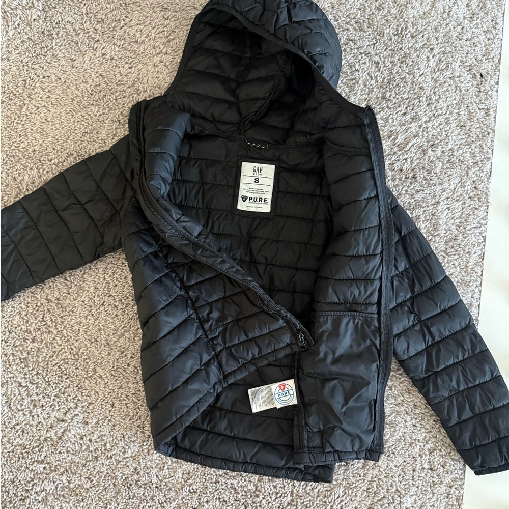 GAP Quilted Black Hooded Jacket